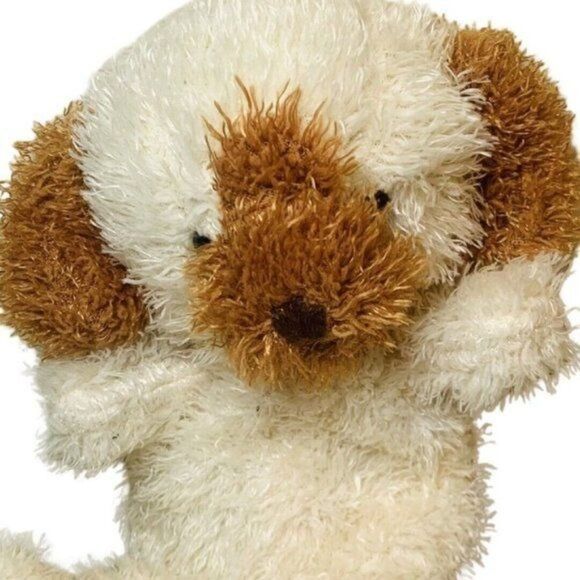 Ultimate Software Cream and Brown Floppy Ear Dog Plush Soft Lovey Stuffed Toy 11 - Picture 1 of 4